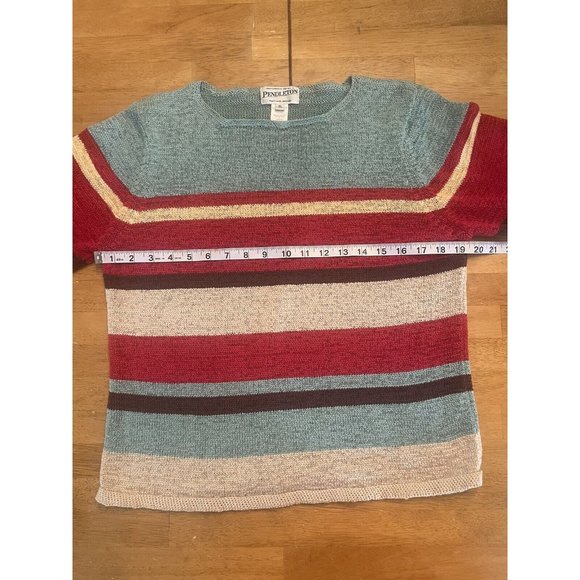 Vtg Pendleton Sweater XL Colorful Stripe Casual Color Block Pullover 90s EUC - Picture 4 of 6